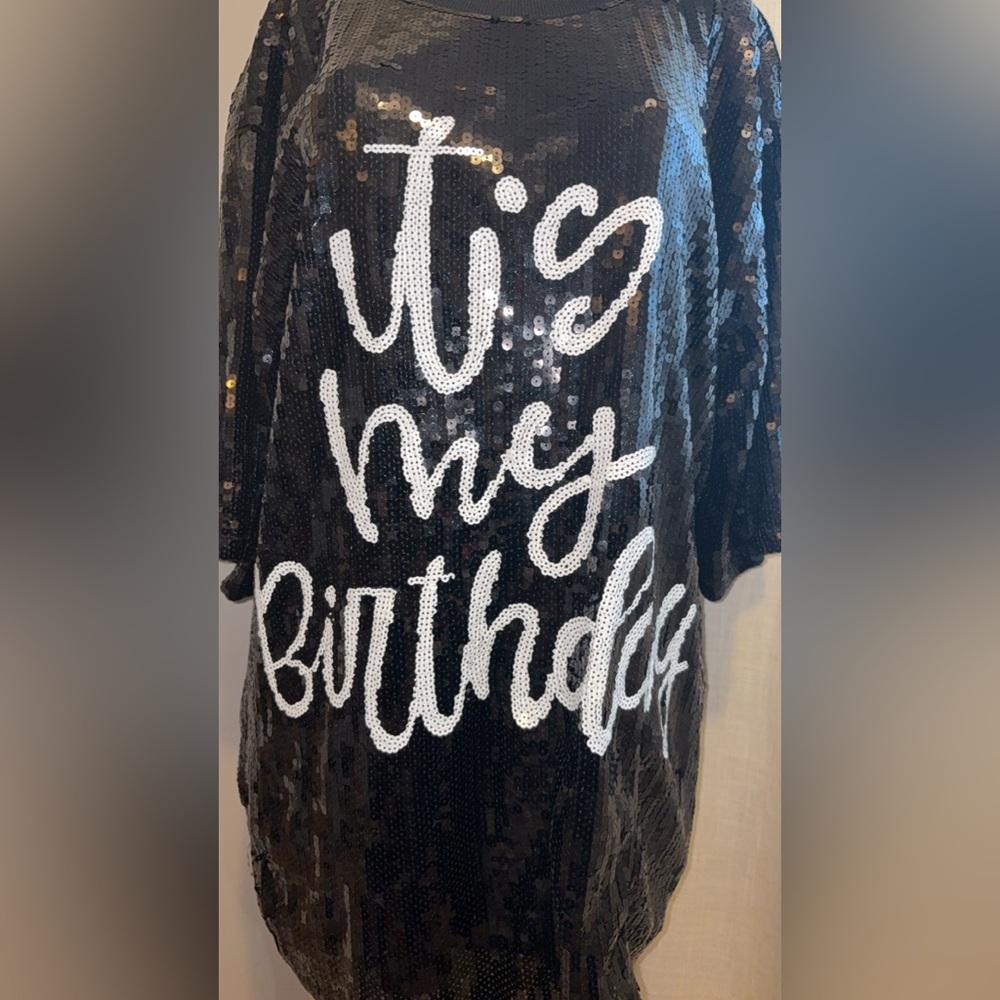 Fashion Nova Black Sequin Birthday Top